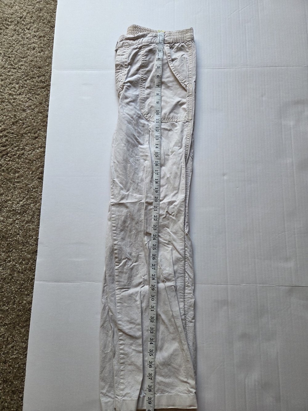 FireWorks Vintage Tan Cotton Elastic Waist Straight Leg Pants Mens Size 13/14 - Picture 3 of 5